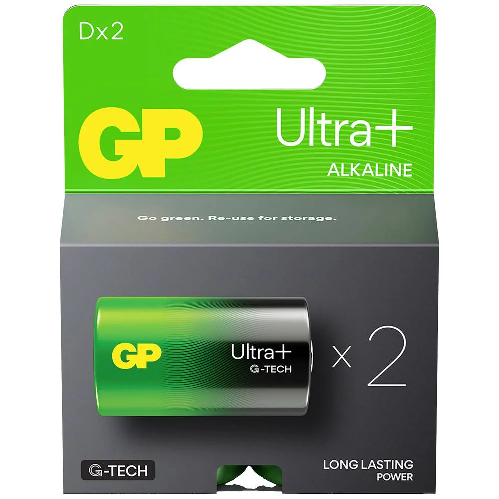 GP Ultra Plus batterij D alkaline 2st - Image 2