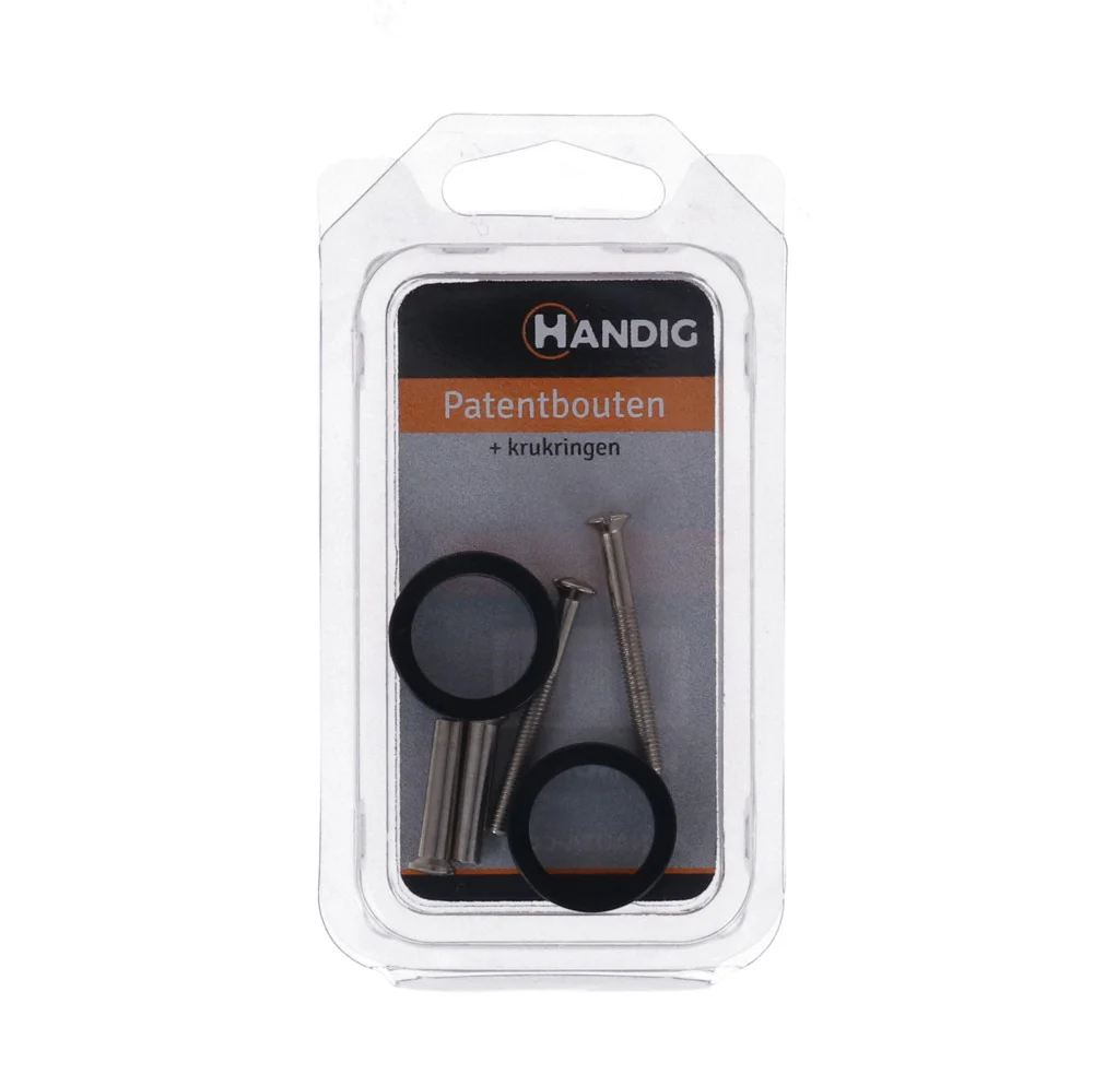 Handig patentbout met krukring vernikkeld ijzer 4x38mm zwart 10st - Image 2