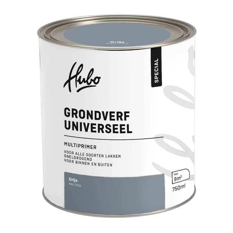 Hubo Universeel grondverf mat RAL7001 grijs 250ml