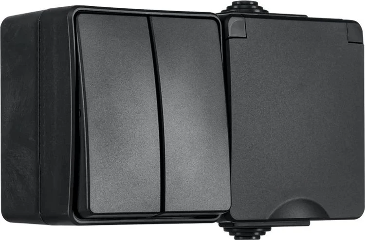 ION Industries opbouw stopcontactdoos 1-voudig hor randaarde zwart - Image 2
