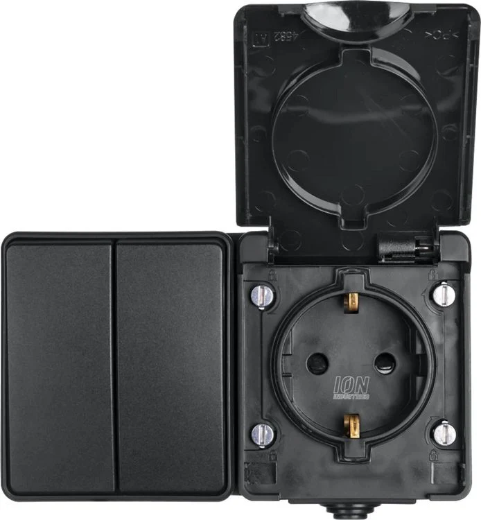 ION Industries opbouw stopcontactdoos 1-voudig hor randaarde zwart - Image 4