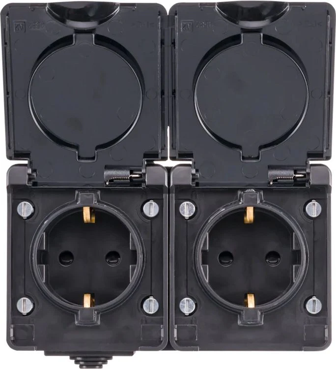 ION Industries opbouw stopcontactdoos 2-voudig randaarde zwart - Image 4