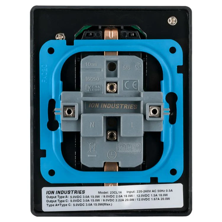 ION Industries inbouw stopcontactdoos met USB A/C 2-V randaarde zwart - Image 2
