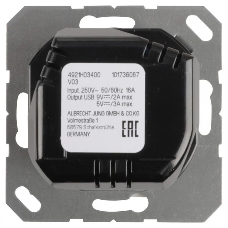 Jung inbouw stopcontactdoos met USB A/C 1-voudig randaarde polar wit - Image 2