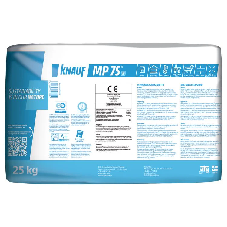 Knauf MP75 E spuitgips wit 5mm 25kg - Image 2