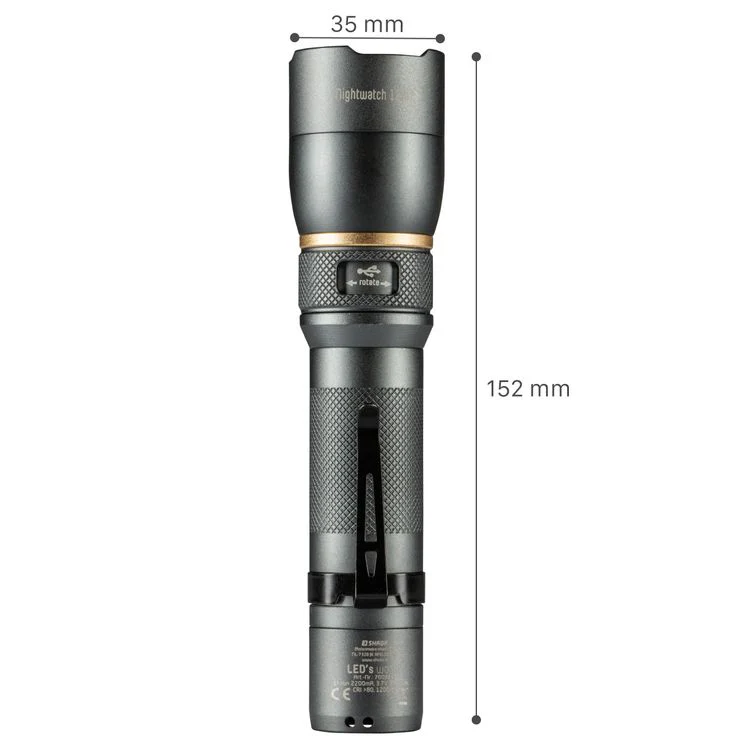 Led's Work LED zaklamp alu antraciet oplaadbaar 1200LM ⌀3,5x15,2cm - Image 6