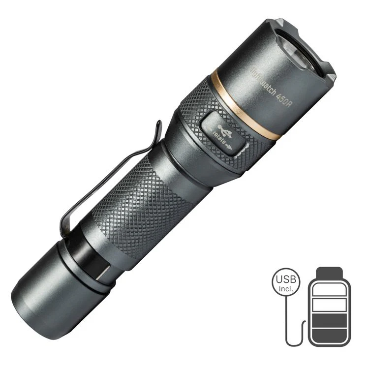 Led's Work LED zaklamp alu antraciet oplaadbaar 450LM ⌀2,7x11,7cm - Image 5