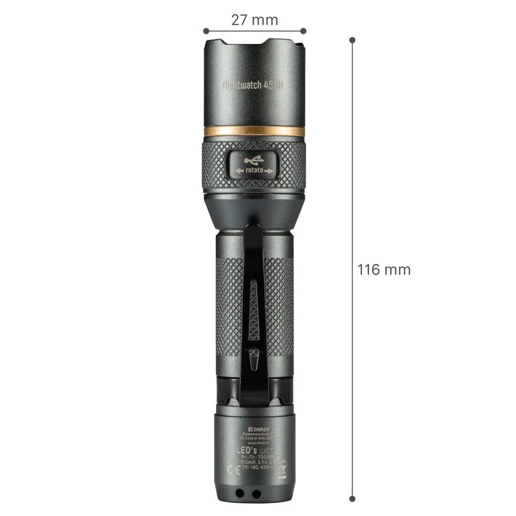 Led's Work LED zaklamp alu antraciet oplaadbaar 450LM ⌀2,7x11,7cm - Image 6