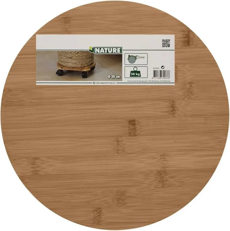 Nature planttrolley rond naturel bamboe ⌀30cm 50kg - Image 2