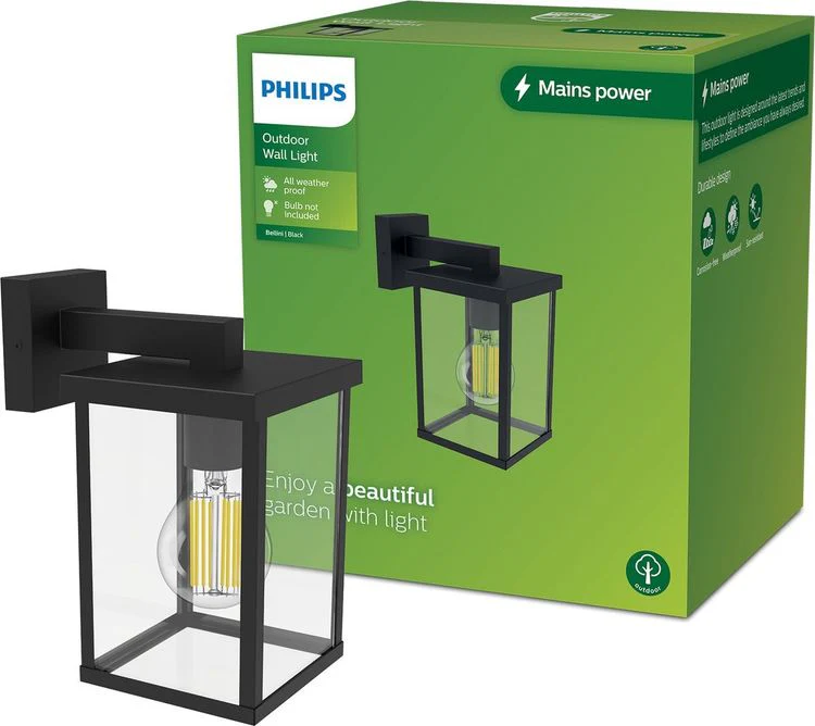 Philips LED buitenlamp Bellini wand rechthoek 25W zwart - Image 2