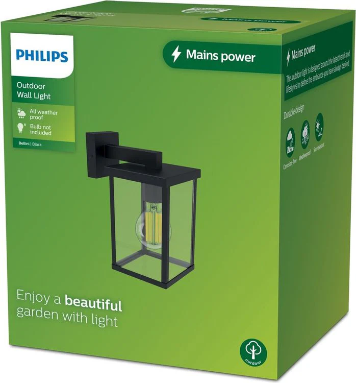 Philips LED buitenlamp Bellini wand rechthoek 25W zwart - Image 3