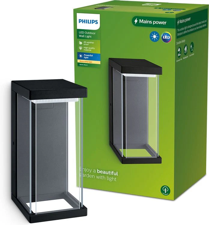 Philips LED buitenlamp Kyrie wand rechthoek 12W zwart - Image 2