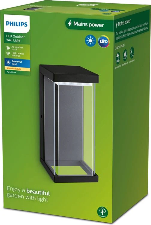 Philips LED buitenlamp Kyrie wand rechthoek 12W zwart - Image 3
