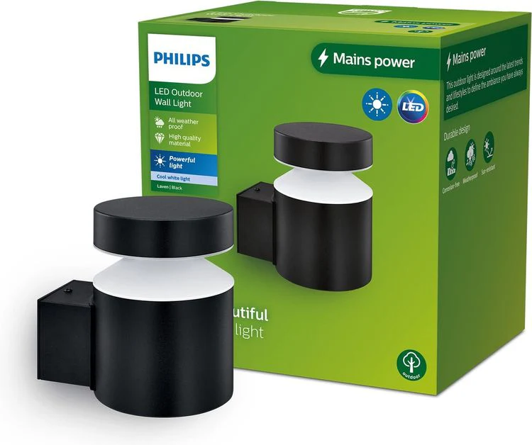 Philips LED buitenlamp Laven Up wand rond 6W zwart - Image 2