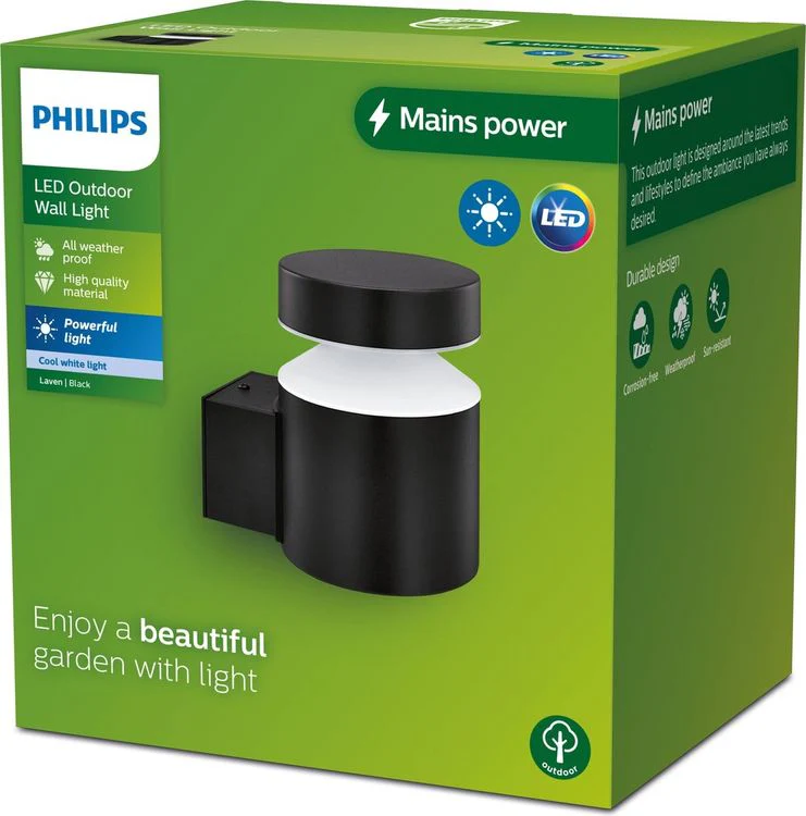 Philips LED buitenlamp Laven Up wand rond 6W zwart - Image 3