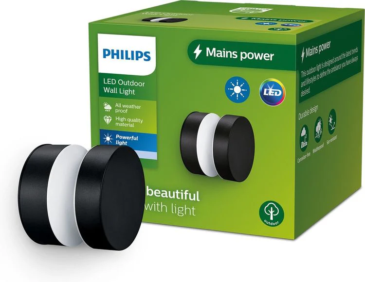 Philips LED buitenlamp Laven wand rond 6W zwart - Image 2
