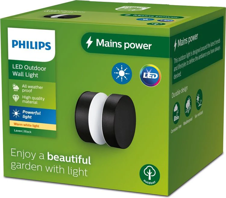 Philips LED buitenlamp Laven wand rond 6W zwart - Image 3
