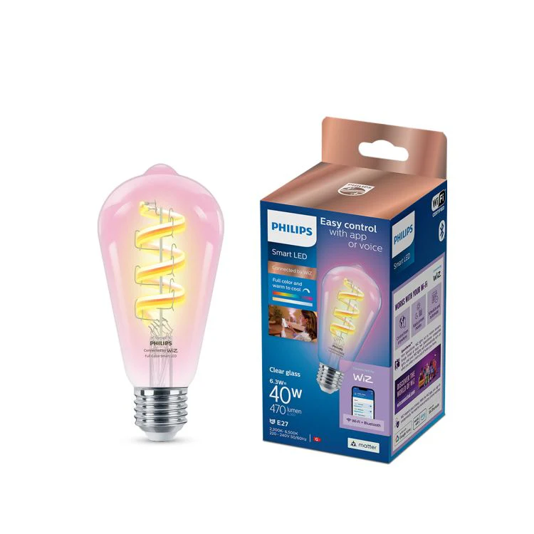 Philips LED edison dimbaar E27 helder RGBw 6,3W 470LM - Image 2