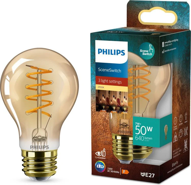 Philips LED filament standaard E27 amber warm wit 50W 640LM - Image 3