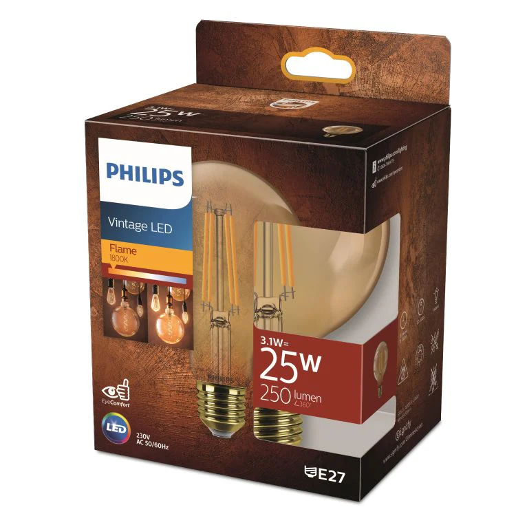 Philips LED globe dimbaar E27 goud flame 3,1W 250LM - Image 3