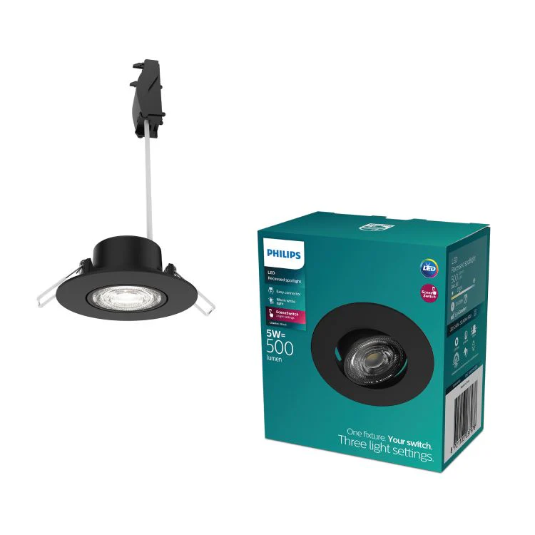 Philips LED inbouwspot Cilantro zwart ⌀9cm - Image 2