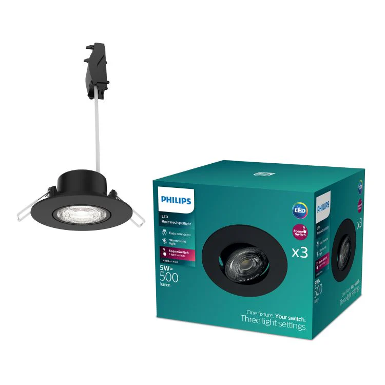 Philips LED inbouwspot Cilantro zwart ⌀9cm set van 3 - Image 2