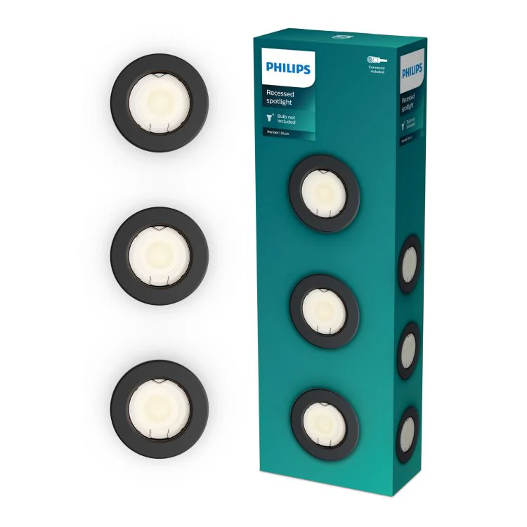 Philips LED inbouwspot Peridot grijs ⌀8,3cm set van 3 - Image 2
