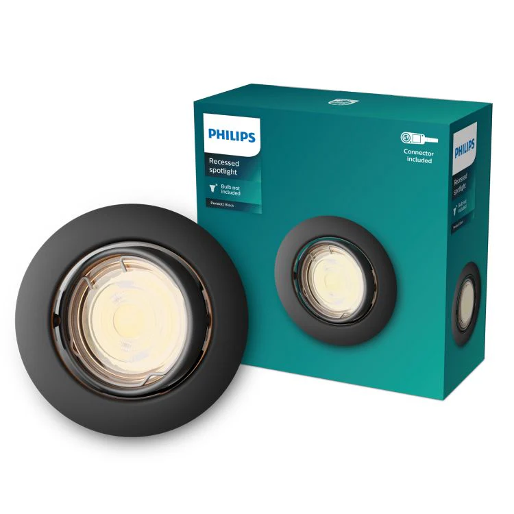 Philips LED inbouwspot Peridot zwart ⌀9cm - Image 2