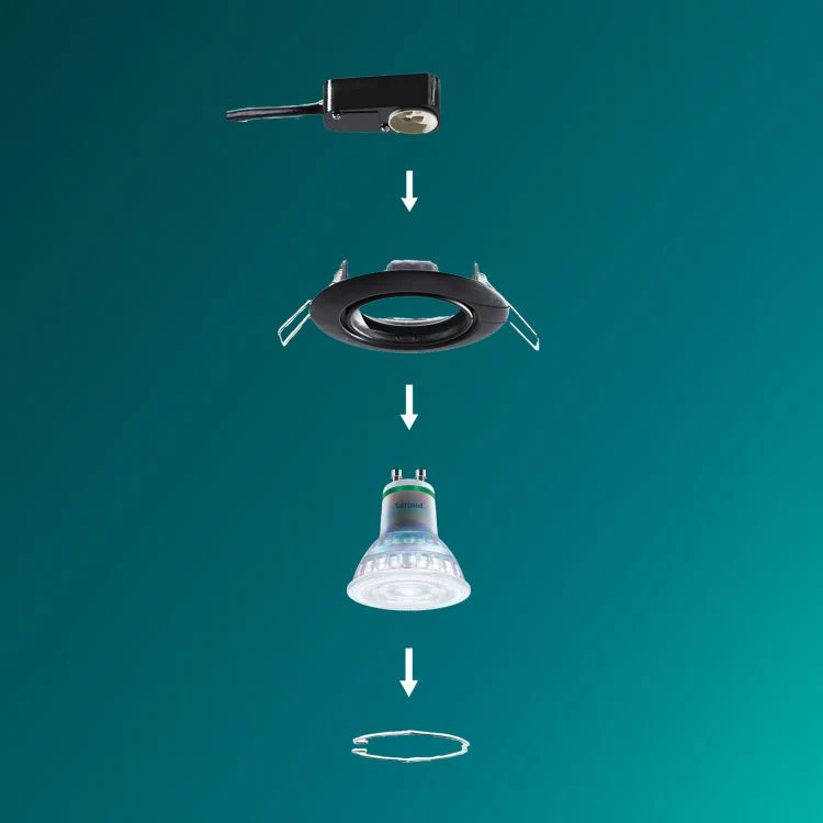 Philips LED inbouwspot Peridot zwart ⌀9cm - Image 4