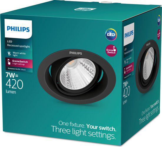 Philips LED inbouwspot Pomeron zwart ⌀9cm dimbaar - Image 3