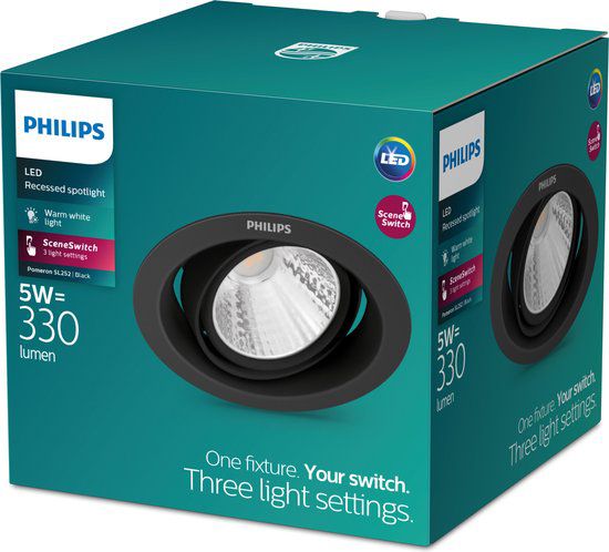 Philips LED inbouwspot Pomeron zwart ⌀9cm dimbaar - Image 3