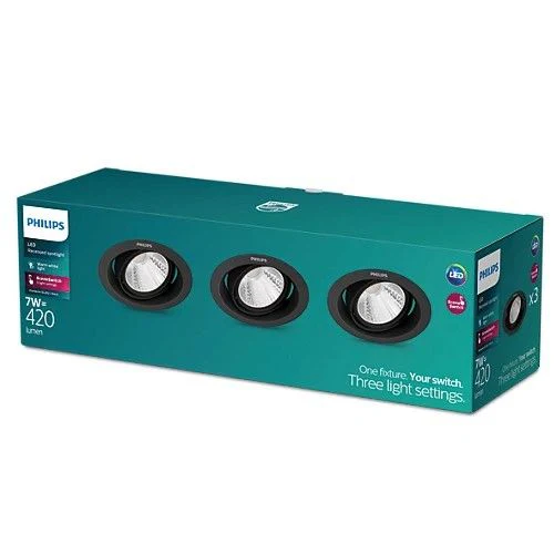 Philips LED inbouwspot Pomeron zwart ⌀9cm dimbaar set van 3 - Image 2