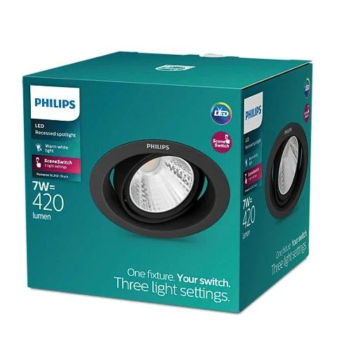 Philips LED inbouwspot Pomeron zwart ⌀9cm dimbaar set van 3 - Image 2