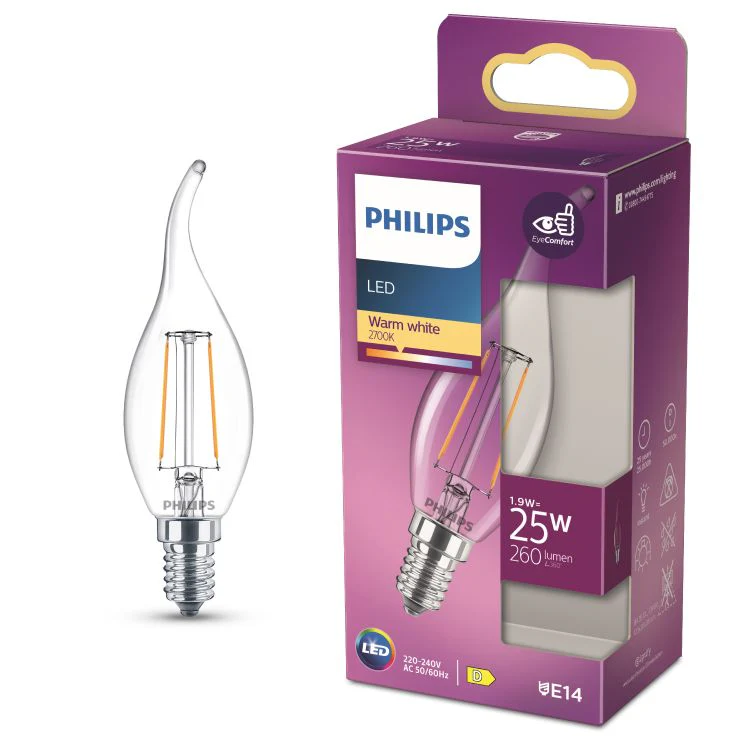 Philips LED lamp kaars E14 helder ww 1,9W 260LM - Image 3