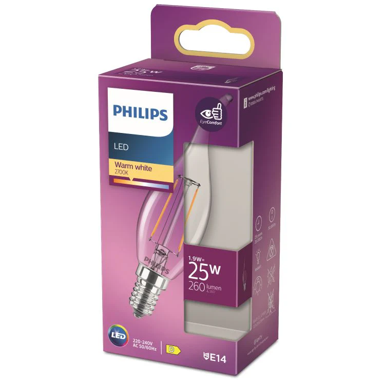 Philips LED lamp kaars E14 helder ww 1,9W 260LM - Image 5