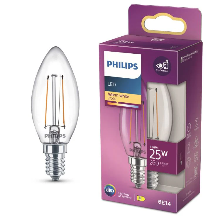 Philips LED lamp kaars sceneswitch E14 helder ww 1,9W 260LM - Image 3