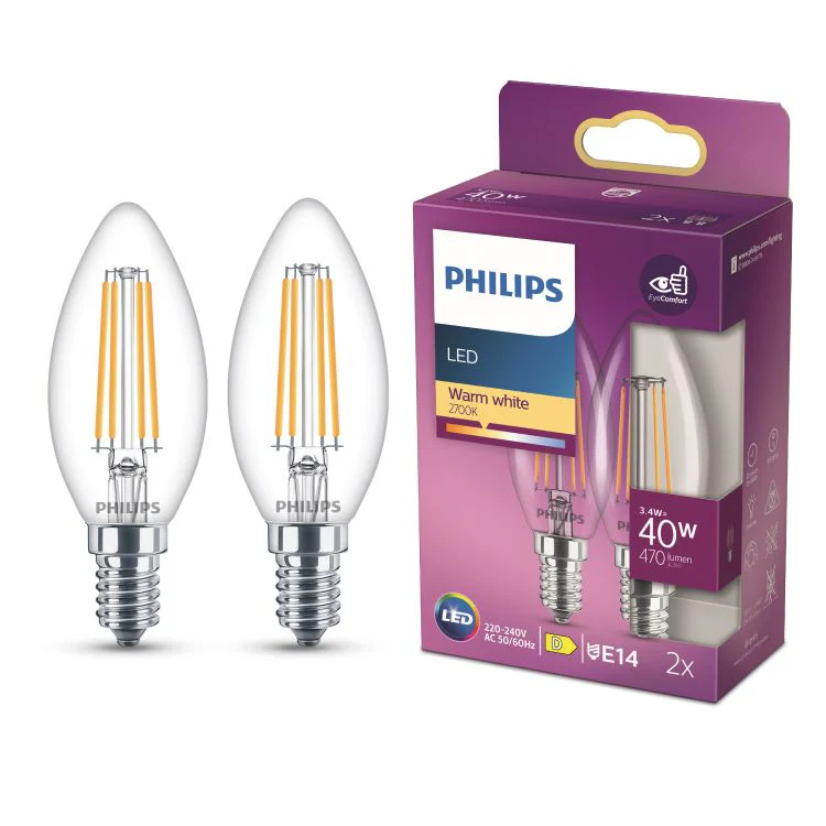 Philips LED lamp kaars sceneswitch E14 helder ww 3,4W 470LM 2st - Image 3