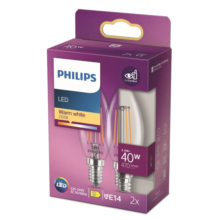 Philips LED lamp kaars sceneswitch E14 helder ww 3,4W 470LM 2st - Image 5