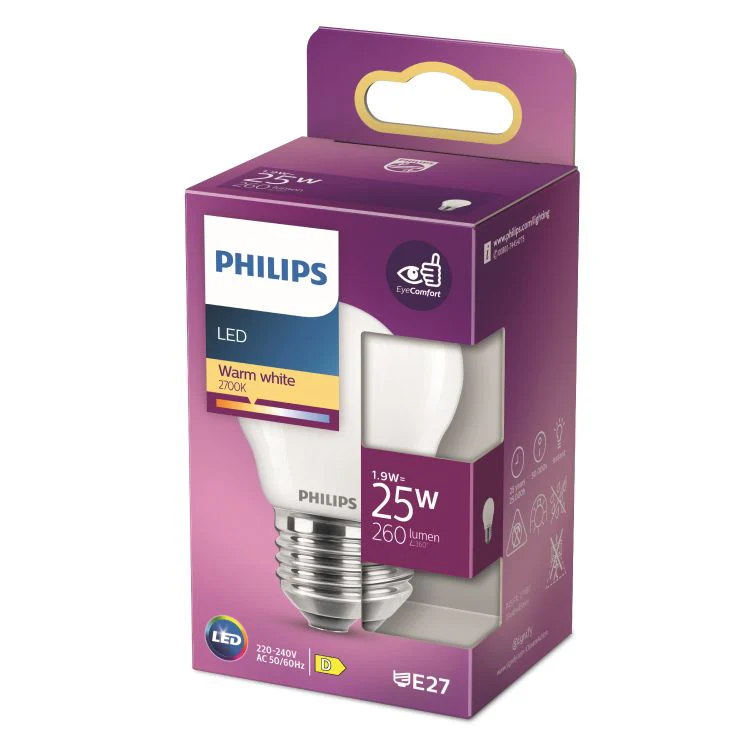 Philips LED lamp kogel E27 mat warm wit 1,9W 260LM - Image 5