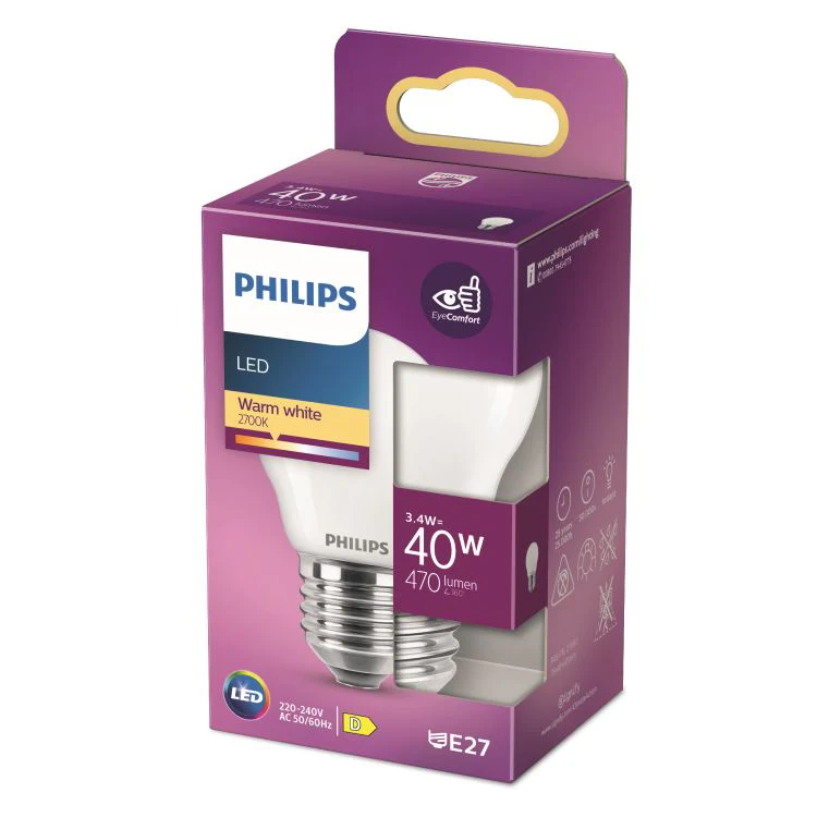 Philips LED lamp kogel E27 mat warm wit 3,4W 470LM - Image 5