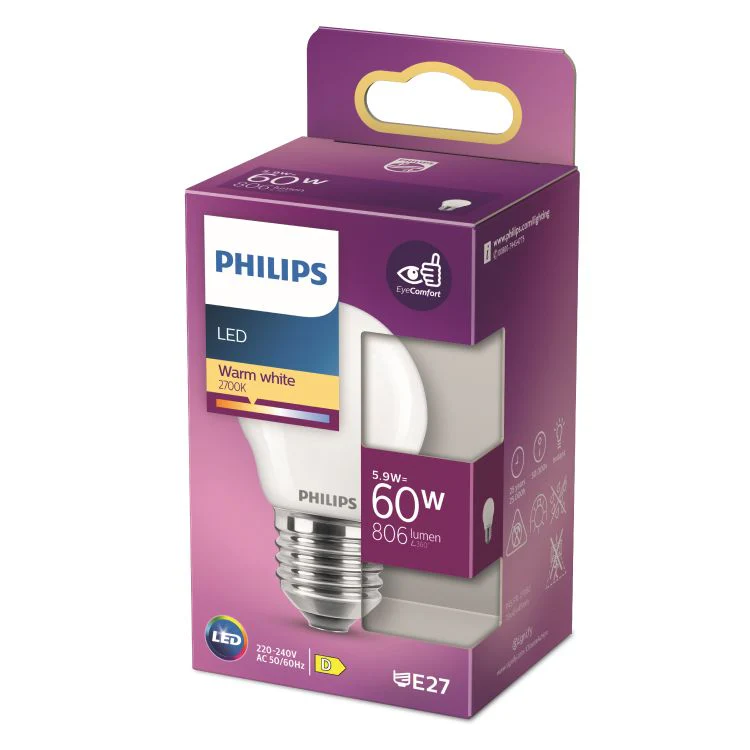 Philips LED lamp kogel E27 mat warm wit 5,9W 806LM - Image 6