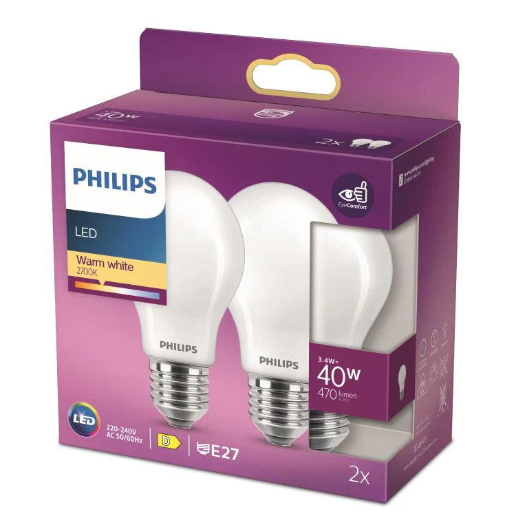 Philips LED lamp peer E27 mat warm wit 3,4W 470LM 2st - Image 6