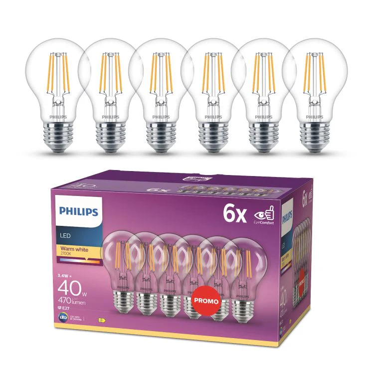 Philips LED lamp peer sceneswitch E27 helder ww 3,4W 470LM 6st - Image 3