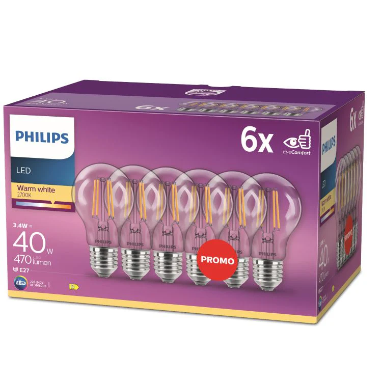 Philips LED lamp peer sceneswitch E27 helder ww 3,4W 470LM 6st - Image 5
