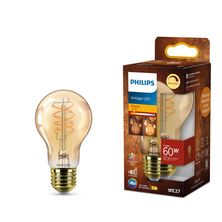 Philips LED lamp standaard dimbaar E27 amber 7,3W 806LM - Image 3