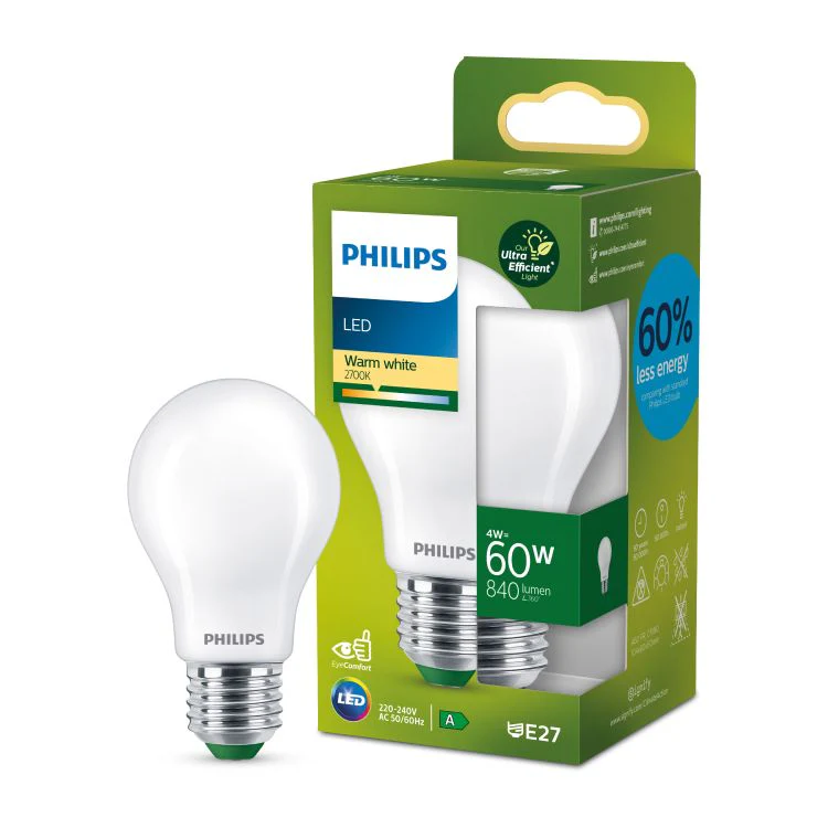 Philips LED standaard E27 mat warm wit 4W 840LM - Image 3