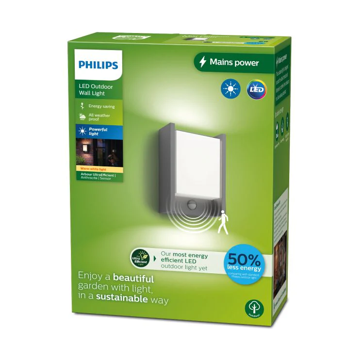 Philips LED wandbuitenlamp Arbour met bewegingssensor 3,8W antraciet - Image 2