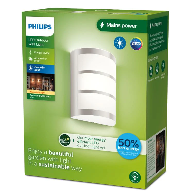 Philips LED wandbuitenlamp Python 3,8W RVS - Image 2