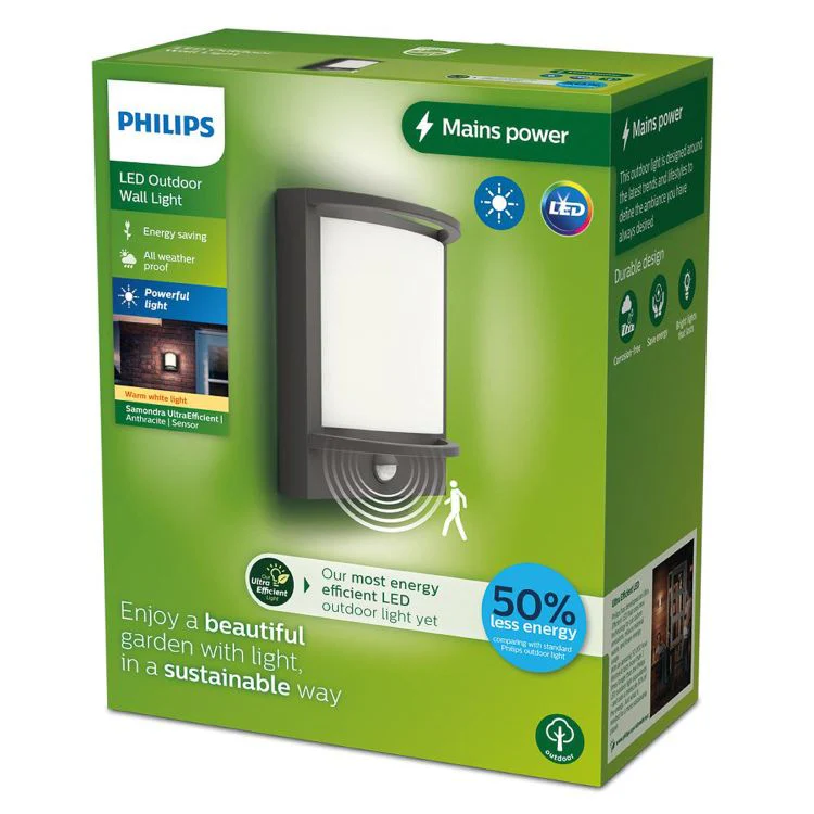 Philips LED wandbuitenlamp Samondra met bewegingssensor 3,8W antraciet - Image 3