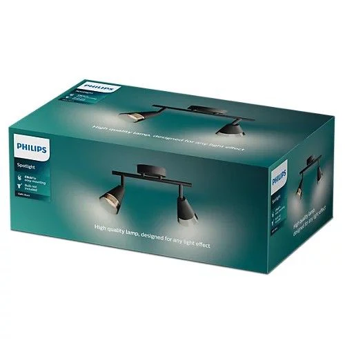 Philips opbouwspot Cleft zwart 2-lichts - Image 2